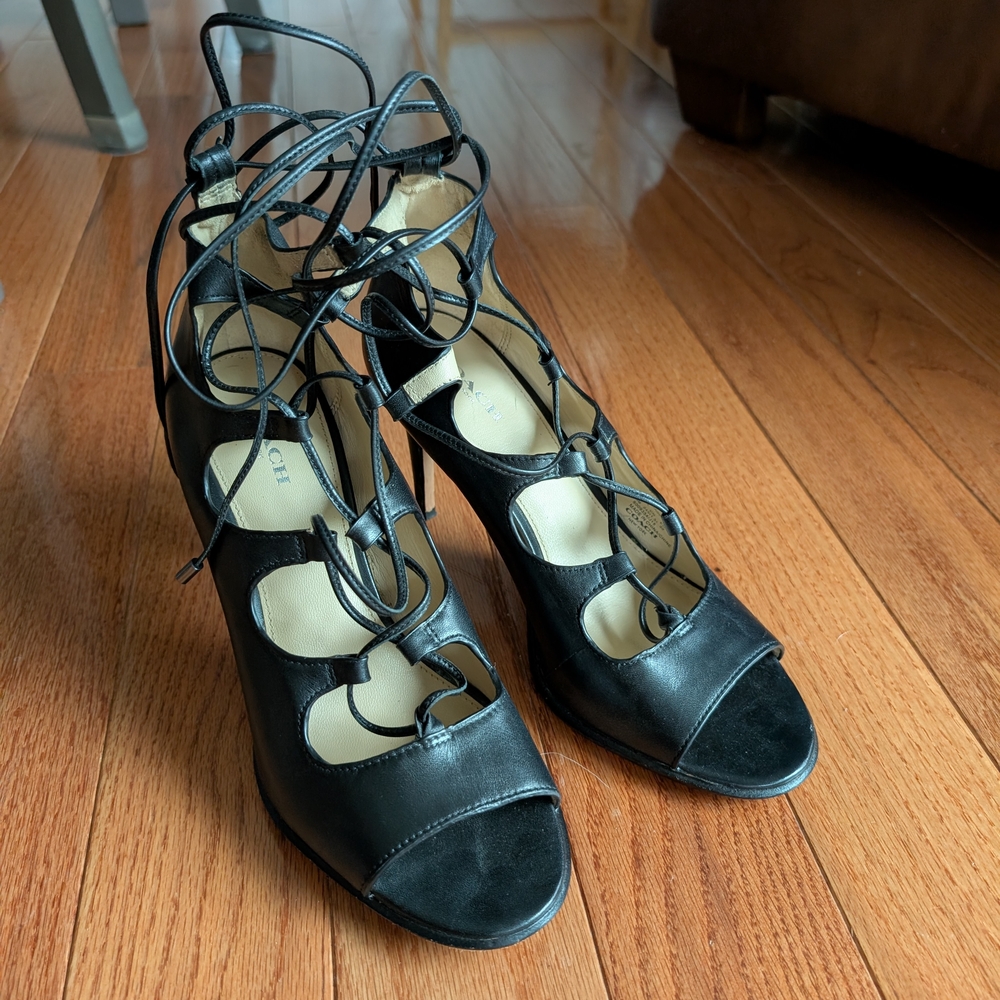 Coach Black Lace-Up Heels